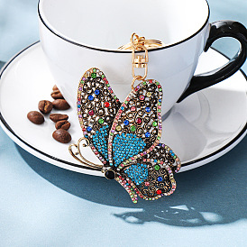Fashion colorful diamond-studded hollow butterfly shape key chain creative exquisite gift