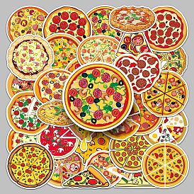 50Pcs Cartoon Pizza PVC Self-Adhesive Stickers, Waterproof Decals, for DIY Albums Diary, Laptop Decoration Cartoon Scrapbooking