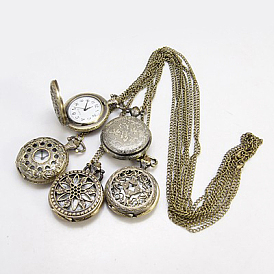Fashion Iron Pocket Watches, with Brass Watch Head, 760mm