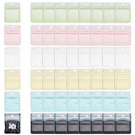CHGCRAFT 144Pcs 6 Colors Plastic Zip Lock Bags, Storage Bags, Self Seal Bag, Top Seal, with Window and Hang Hole, Rectangle