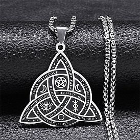 304 Stainless Steel Pendant Necklaces, Viking Witch Knot