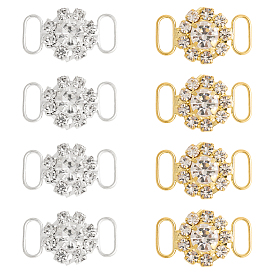 8 шт. 2 цвета латунные подвески-подвески со стразами, Декоративное украшение в виде цветочных звеньев для бикини