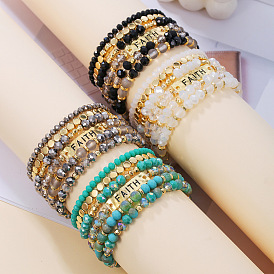 6 шт. 6 стили комплекты браслетов из сплава и смолы в богемном стиле с синтетическим кварцевым кристаллом, рондель