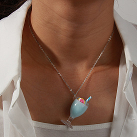 Cute Milk Tea Pendant Necklace - European and American Fashion, Simple and Lovely.