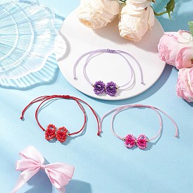 3шт 3 цвета стеклянные бусины плетеные браслеты из бисера, плетеные браслеты из нейлоновой нити для женщин, бантом