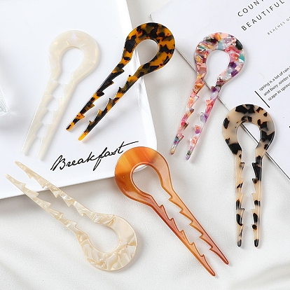 U-shaped Cellulose Acetate(Resin) Hair Forks, Vintage Decorative Hair Accessories for Woman Girls