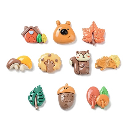 Autumn Theme Opaque Resin Cabochons, Cartoon Cabochons