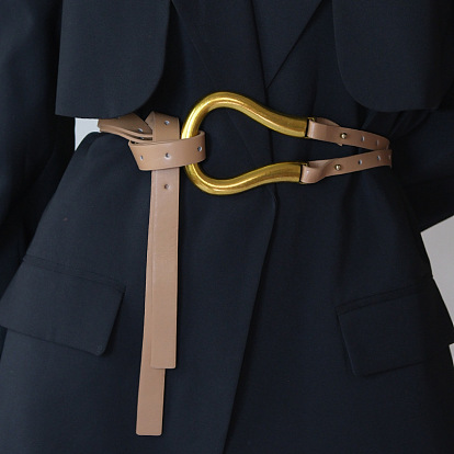 Ремни-цепочки из искусственной кожи с застежками из золотистого сплава