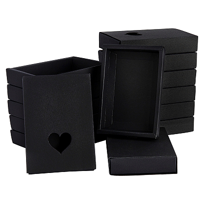 Коробка для вывода крафт-бумаги, с окном в форме сердца, прямоугольные