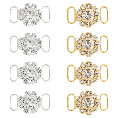 8 шт. 2 цвета латунные подвески-подвески со стразами, Декоративное украшение в виде цветочных звеньев для бикини