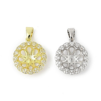 Латунные микро-паве прозрачные кубические цирконии европейские подвески-шармы, привязка поручительств, за половину пробурено бисера, корзинчатая, без свинца и без кадмия, долговечный