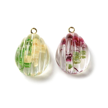 Подвески из прозрачной смолы с сухоцветами, с латунной найти, очарование слезы