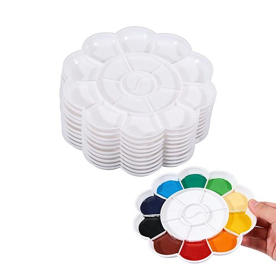10Pcs Flower Plastic Artist Painting Palette, Paint Color Mixing Trays