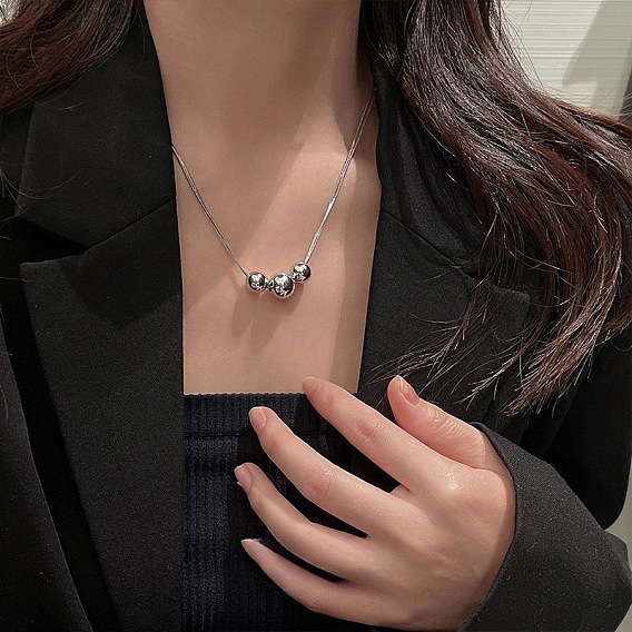 201 нержавеющая сталь 3 круглые градуированные бусины с подвесками