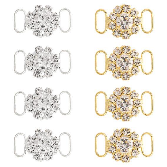 8 шт. 2 цвета латунные подвески-подвески со стразами, Декоративное украшение в виде цветочных звеньев для бикини