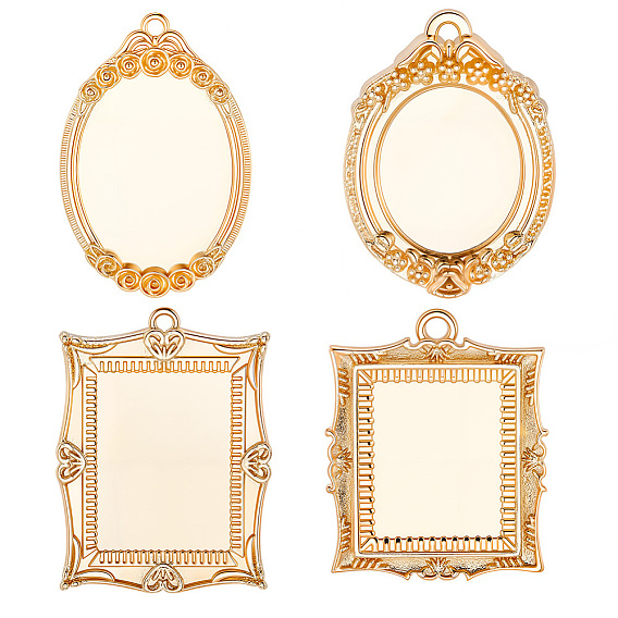 4 шт. 4 стили латунный кулон с настройками кабошона, реальный 14 k позолоченный, долговечный