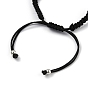Adjustable Nylon Cord Braided Bead Bracelet, with Alloy Enamel Gossip/Yin Yang Links and Synthetic Hematite Spacer Beads, Black