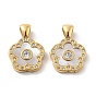 Natural Shell Pendants, with Ion Plating(IP) 304 Stainless Steel Rhinestone Findings, Real 14K Gold Plated