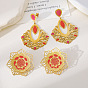 304 Stainless Steel Enamel Stud Earrings, Golden