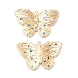 Brass with Cubic Zirconia Pendants, Butterfly Charm