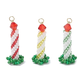 3 шт. подвески-свечи из стеклянного бисера, с бусинами из искусственного австрийского хрусталя и 304 соединительными кольцами из нержавеющей стали