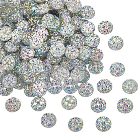 5наборы 200шт. прозрачных кабошонов из смолы, плоско-круглые