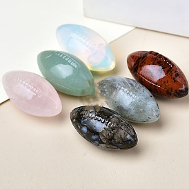 Carved Gemstone Rugby Shape Display Decorations, for Home Office Desk