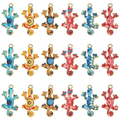 30 шт 6 цвета сплава эмалевые подвески, золотой свет, очарование геккона