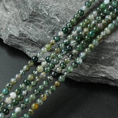 Природные моховой агат нитей бисера, круглые