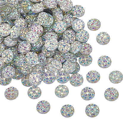 5наборы 200шт. прозрачных кабошонов из смолы, плоско-круглые