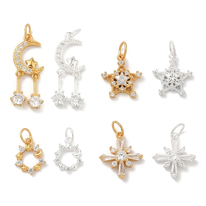 925 подвески из стерлингового серебра с прозрачными кубическими цирконами, с прыгающими кольцами и 925 штампом