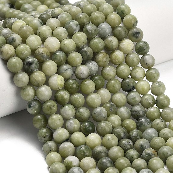 Натуральные китайские бусины из южного нефрита, гладкий круглый