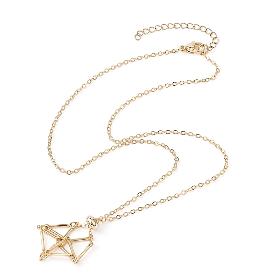 Латунный мешочек для макраме, пустой держатель для камней для изготовления подвесных ожерелий, с тросовыми цепями и застежкой в виде клешни омара