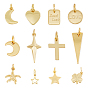 24 шт 12 стиль латунные подвески, долговечный, разнообразные, треугольник и крест и луна