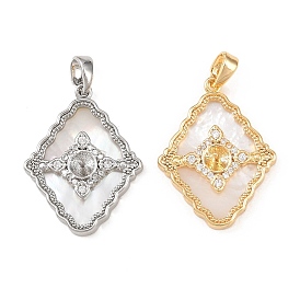 Латунные микро проложить четкие кубического циркония кулон поручительств, ромб, с оболочкой