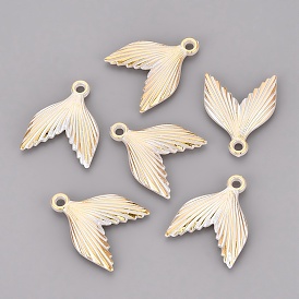 CCB Plastic Pendants, Mermaid Tail Charms, Golden Metal Enlaced