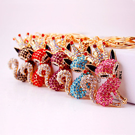 Cute Crystal Fox Crown Keychain for Women's Bags and Accessories