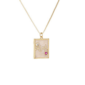 Sparkling Micro Pave CZ & Colorful MOM Pendant Necklace in 18k Gold Plated Copper for Women