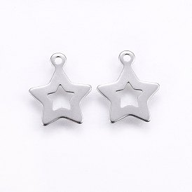 304 Stainless Steel Charms, Star