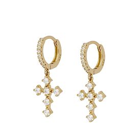 Minimalist S925 Diamond Cross Earrings for Women's Fashion Jewelry