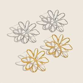 304 серьги-гвоздики из нержавеющей стали с полыми цветами