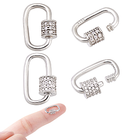 2 шт. 2 цвета 925 застежки-винты из стерлингового серебра со стразами, овальные