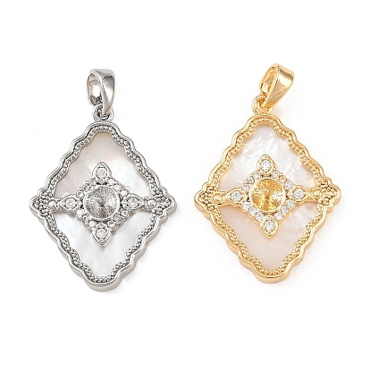 Латунные микро проложить четкие кубического циркония кулон поручительств, ромб, с оболочкой