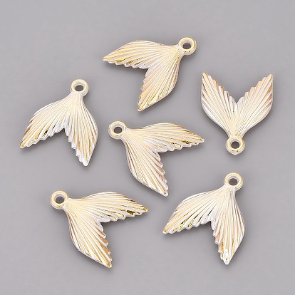 CCB Plastic Pendants, Mermaid Tail Charms, Golden Metal Enlaced