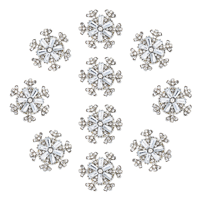 10шт. Застежки для значков в виде снежинок из сплава со стразами, со стеклом