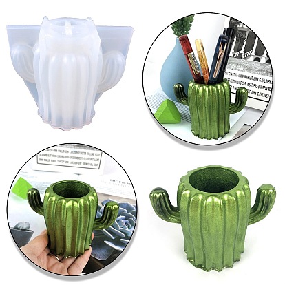 Moules en silicone pour stylos et porte-crayons cactus, moules de résine, pour la résine UV, fabrications artisanales en résine époxy