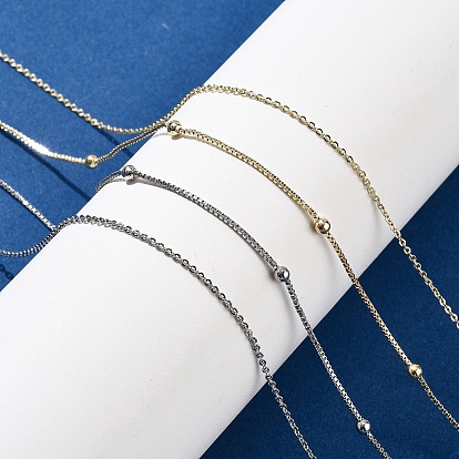 Латунные двухслойные ожерелья, цепочки rolo и satellite для женщин, 304 из нержавеющей стали застежкой омар, стойки покрытие, без свинца и без кадмия, долговечный