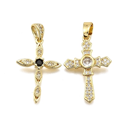 Латунные микро проложить кубического циркония подвески, крестик, долговечный, без свинца и без кадмия