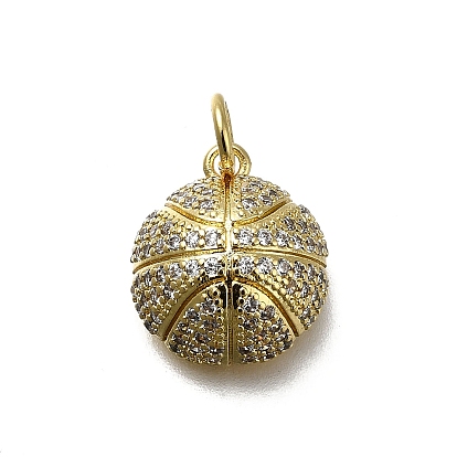 Латунные микро проложить кубического циркония прелести, баскетбол, без кадмия и без свинца, стойки покрытие, долговечный, с целью перехода в кольце