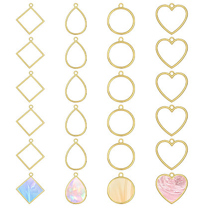 24 шт 4 стили подвески с открытой задней панелью из цинкового сплава, для diy уф смолы, эпоксидная смола, Прессованные цветочные украшения, разнообразные